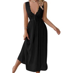 imageALCEA ROSEA Womens Sexy Lingerie Sheer Mesh Babydoll Sleepwear Pajamas Lace V Neck Sleeveless Chemise Nightgowns 3805Black