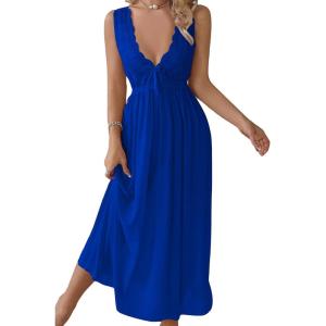 imageALCEA ROSEA Womens Sexy Lingerie Sheer Mesh Babydoll Sleepwear Pajamas Lace V Neck Sleeveless Chemise Nightgowns 3805Blue
