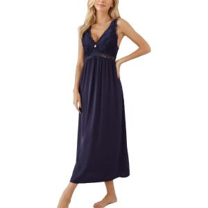 imageALCEA ROSEA Womens Sexy Nightgowns Long Floral Lace silky Lingerie supportive Chemises Full slip for Women Elegant Sleepwear123navy Blue
