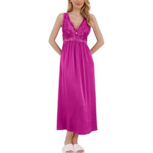 imageALCEA ROSEA Womens Sexy Nightgowns Long Floral Lace silky Lingerie supportive Chemises Full slip for Women Elegant Sleepwear123rose