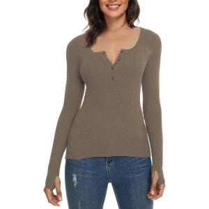 imageALCEA ROSEA Womens Sweater Sexy Fitted Zipper V Neck Knitwear Pullover SweaterKhaki