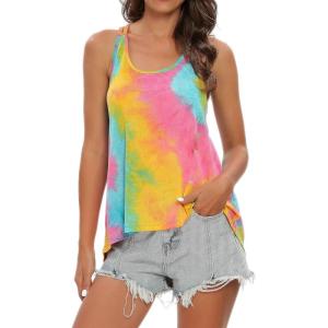 imageALCEA ROSEA Womens Workout Tie Dye Tank Tops Sleeveless Casual Yoga Athletic Sports Shirts Gym Exercise BlouseFantasy
