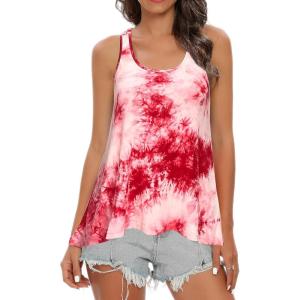 imageALCEA ROSEA Womens Workout Tie Dye Tank Tops Sleeveless Casual Yoga Athletic Sports Shirts Gym Exercise BlouseWatermelon