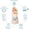 imageALCEA ROSEA UnisexBaby Newborn Panda Print Hooded Baby Blanket Organic Cotton Wearable Blanket Sleep Bag Blanket Sleeper for Baby PandaElephant