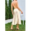 imageALCEA ROSEA Womens Satin Dress Backless Spaghetti Strap Cocktail Dress Wedding Guest Evening Party Midi Dresses with SlitChampagne2