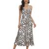 imageALCEA ROSEA Womens Satin Dress Backless Spaghetti Strap Cocktail Dress Wedding Guest Evening Party Midi Dresses with SlitLeopard