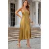 imageALCEA ROSEA Womens Satin Dress Backless Spaghetti Strap Cocktail Dress Wedding Guest Evening Party Midi Dresses with SlitRich Gold