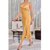 imageALCEA ROSEA Womens Satin Dress Backless Spaghetti Strap Cocktail Dress Wedding Guest Evening Party Midi Dresses with SlitRich Gold2
