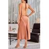 imageALCEA ROSEA Womens Satin Dress Backless Spaghetti Strap Cocktail Dress Wedding Guest Evening Party Midi Dresses with SlitRose Gold