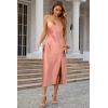 imageALCEA ROSEA Womens Satin Dress Backless Spaghetti Strap Cocktail Dress Wedding Guest Evening Party Midi Dresses with SlitRose Pink