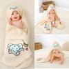imageALCEA ROSEA UnisexBaby Newborn Panda Print Hooded Baby Blanket Organic Cotton Wearable Blanket Sleep Bag Blanket Sleeper for Baby PandaElephant