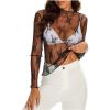 imageALCEA ROSEA Womens Mesh See Through Tops Lace Blouse Floral Sheer Long Sleeve Tops for Women1819black