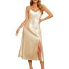imageALCEA ROSEA Womens Satin Dress Backless Spaghetti Strap Cocktail Dress Wedding Guest Evening Party Midi Dresses with SlitChampagne