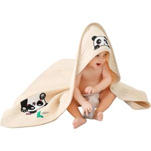 imageALCEA ROSEA UnisexBaby Newborn Panda Print Hooded Baby Blanket Organic Cotton Wearable Blanket Sleep Bag Blanket Sleeper for Baby PandaPanda