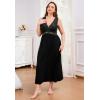 imageALCEA ROSEA Plus Size Womens Sexy Lace Full length Silky Nightgowns Oversized Elegant Lingerie V Neck Sleeveless Sleepwear023black