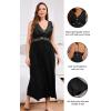 imageALCEA ROSEA Plus Size Womens Sexy Lace Full length Silky Nightgowns Oversized Elegant Lingerie V Neck Sleeveless Sleepwear023black