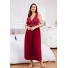 imageALCEA ROSEA Plus Size Womens Sexy Lace Full length Silky Nightgowns Oversized Elegant Lingerie V Neck Sleeveless Sleepwear023burgundy