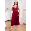 imageALCEA ROSEA Plus Size Womens Sexy Lace Full length Silky Nightgowns Oversized Elegant Lingerie V Neck Sleeveless Sleepwear023burgundy