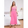 imageALCEA ROSEA Plus Size Womens Sexy Lace Full length Silky Nightgowns Oversized Elegant Lingerie V Neck Sleeveless Sleepwear023candy Pink