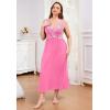 imageALCEA ROSEA Plus Size Womens Sexy Lace Full length Silky Nightgowns Oversized Elegant Lingerie V Neck Sleeveless Sleepwear023candy Pink