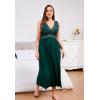 imageALCEA ROSEA Plus Size Womens Sexy Lace Full length Silky Nightgowns Oversized Elegant Lingerie V Neck Sleeveless Sleepwear023dark Green