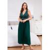 imageALCEA ROSEA Plus Size Womens Sexy Lace Full length Silky Nightgowns Oversized Elegant Lingerie V Neck Sleeveless Sleepwear023dark Green