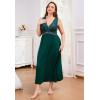 imageALCEA ROSEA Plus Size Womens Sexy Lace Full length Silky Nightgowns Oversized Elegant Lingerie V Neck Sleeveless Sleepwear023dark Green