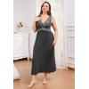 imageALCEA ROSEA Plus Size Womens Sexy Lace Full length Silky Nightgowns Oversized Elegant Lingerie V Neck Sleeveless Sleepwear023dark Grey