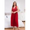 imageALCEA ROSEA Plus Size Womens Sexy Lace Full length Silky Nightgowns Oversized Elegant Lingerie V Neck Sleeveless Sleepwear023flame Red