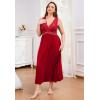 imageALCEA ROSEA Plus Size Womens Sexy Lace Full length Silky Nightgowns Oversized Elegant Lingerie V Neck Sleeveless Sleepwear023flame Red