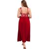 imageALCEA ROSEA Plus Size Womens Sexy Lace Full length Silky Nightgowns Oversized Elegant Lingerie V Neck Sleeveless Sleepwear023flame Red