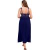 imageALCEA ROSEA Plus Size Womens Sexy Lace Full length Silky Nightgowns Oversized Elegant Lingerie V Neck Sleeveless Sleepwear023navy