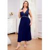 imageALCEA ROSEA Plus Size Womens Sexy Lace Full length Silky Nightgowns Oversized Elegant Lingerie V Neck Sleeveless Sleepwear023navy