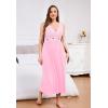 imageALCEA ROSEA Plus Size Womens Sexy Lace Full length Silky Nightgowns Oversized Elegant Lingerie V Neck Sleeveless Sleepwear023pink