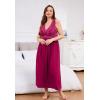 imageALCEA ROSEA Plus Size Womens Sexy Lace Full length Silky Nightgowns Oversized Elegant Lingerie V Neck Sleeveless Sleepwear023rose Red