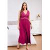 imageALCEA ROSEA Plus Size Womens Sexy Lace Full length Silky Nightgowns Oversized Elegant Lingerie V Neck Sleeveless Sleepwear023rose Red