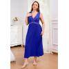 imageALCEA ROSEA Plus Size Womens Sexy Lace Full length Silky Nightgowns Oversized Elegant Lingerie V Neck Sleeveless Sleepwear023royal Blue