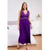 imageALCEA ROSEA Plus Size Womens Sexy Lace Full length Silky Nightgowns Oversized Elegant Lingerie V Neck Sleeveless Sleepwear023violet