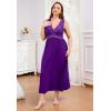 imageALCEA ROSEA Plus Size Womens Sexy Lace Full length Silky Nightgowns Oversized Elegant Lingerie V Neck Sleeveless Sleepwear023violet