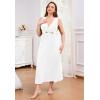 imageALCEA ROSEA Plus Size Womens Sexy Lace Full length Silky Nightgowns Oversized Elegant Lingerie V Neck Sleeveless Sleepwear023white