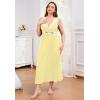 imageALCEA ROSEA Plus Size Womens Sexy Lace Full length Silky Nightgowns Oversized Elegant Lingerie V Neck Sleeveless Sleepwear023yellow