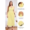 imageALCEA ROSEA Plus Size Womens Sexy Lace Full length Silky Nightgowns Oversized Elegant Lingerie V Neck Sleeveless Sleepwear023yellow
