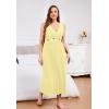 imageALCEA ROSEA Plus Size Womens Sexy Lace Full length Silky Nightgowns Oversized Elegant Lingerie V Neck Sleeveless Sleepwear023yellow
