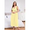 imageALCEA ROSEA Plus Size Womens Sexy Lace Full length Silky Nightgowns Oversized Elegant Lingerie V Neck Sleeveless Sleepwear023yellow