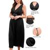 imageALCEA ROSEA Plus Size Womens Sexy Lace Full length Silky Nightgowns Oversized Elegant Lingerie V Neck Sleeveless Sleepwear123black