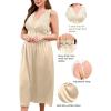imageALCEA ROSEA Plus Size Womens Sexy Lace Full length Silky Nightgowns Oversized Elegant Lingerie V Neck Sleeveless Sleepwear123champagne