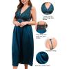 imageALCEA ROSEA Plus Size Womens Sexy Lace Full length Silky Nightgowns Oversized Elegant Lingerie V Neck Sleeveless Sleepwear123dark Green