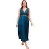 imageALCEA ROSEA Plus Size Womens Sexy Lace Full length Silky Nightgowns Oversized Elegant Lingerie V Neck Sleeveless Sleepwear123dark Green