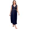 imageALCEA ROSEA Plus Size Womens Sexy Lace Full length Silky Nightgowns Oversized Elegant Lingerie V Neck Sleeveless Sleepwear123navy