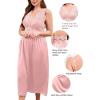 imageALCEA ROSEA Plus Size Womens Sexy Lace Full length Silky Nightgowns Oversized Elegant Lingerie V Neck Sleeveless Sleepwear123pink